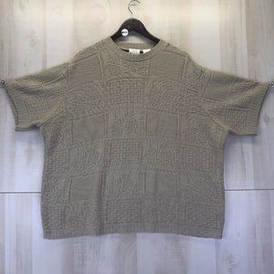 Vintage T R Bentley Plus Beige Knit Short Sleeve Top Womens 2x-10029